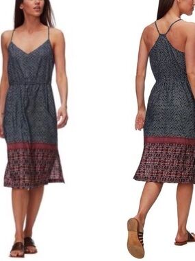 Patagonia Lost Wildflower Navy & Burgundy Printed Spaghetti-Strap Midi Dress